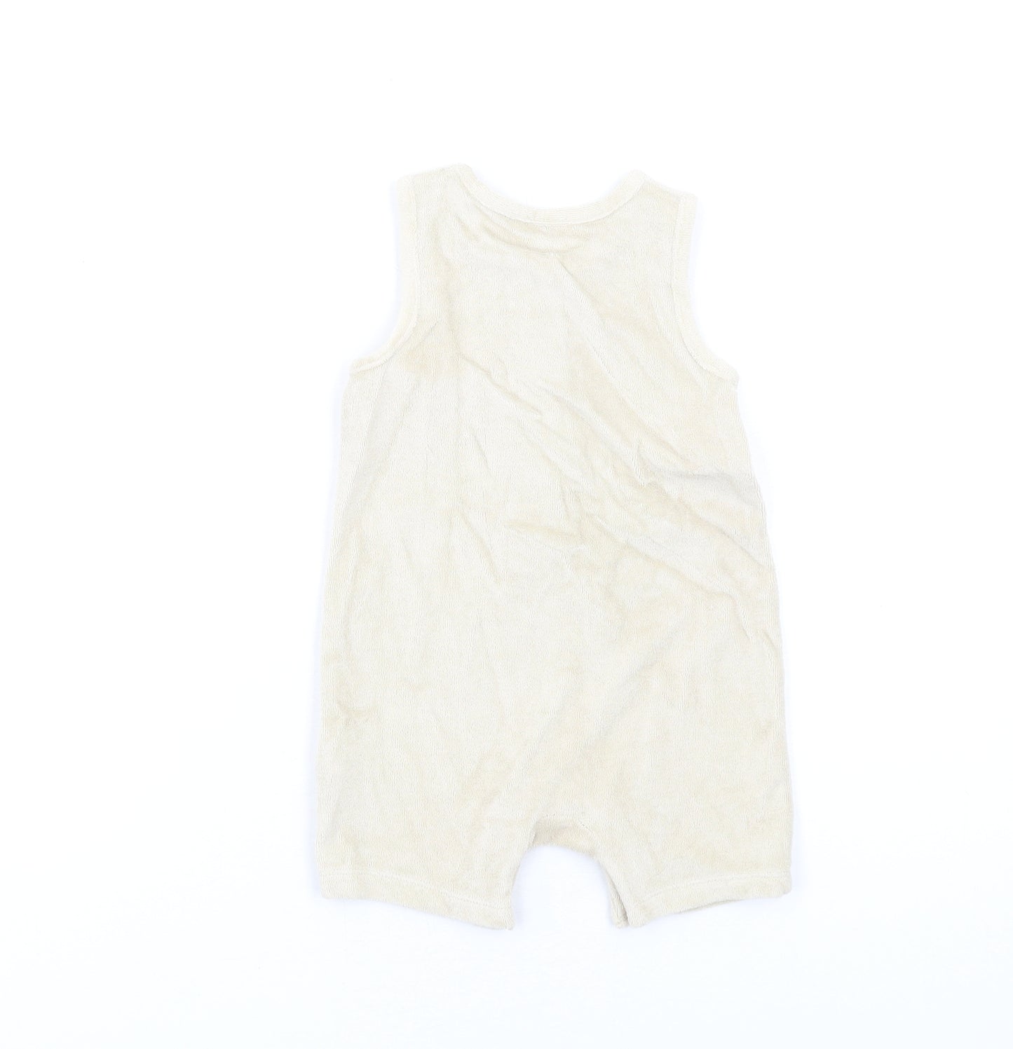 Marks and Spencer Baby Beige Cotton Romper One-Piece Size 6-9 Months Button