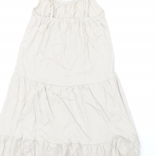 Marks and Spencer Girls Beige Cotton Trapeze & Swing Size 6-7 Years Round Neck Pullover