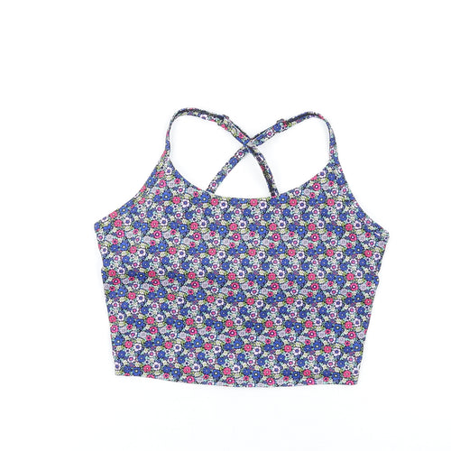 GOODMOVE Womens Multicoloured Floral Polyacrylate Fibre Camisole Tank Size 8 Round Neck Pullover