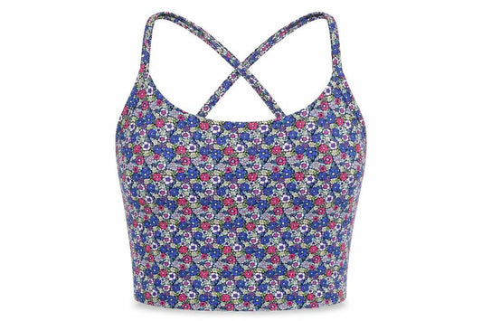 Front view of Goodmove women’s multicoloured floral polyacrylate fibre camisole tank, size UK 8, round neck pullover