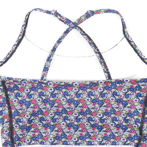 GOODMOVE Womens Multicoloured Floral Polyacrylate Fibre Camisole Tank Size 8 Round Neck Pullover