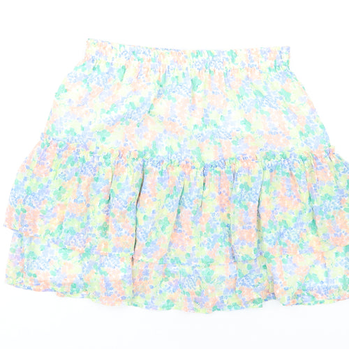 Marks and Spencer Girls Multicoloured Floral Polyester A-Line Skirt Size 15-16 Years Regular Pull On
