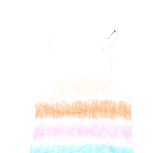 Marks and Spencer Girls Multicoloured Geometric Cotton Basic Tank Size 4-5 Years Square Neck Pullover