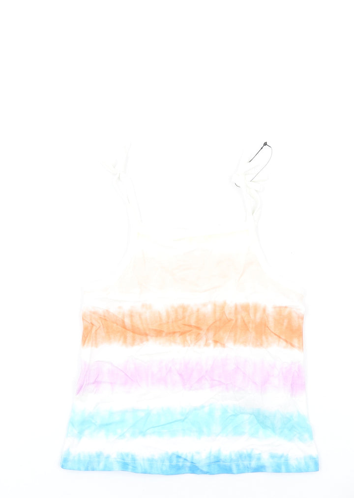 Marks and Spencer Girls Multicoloured Geometric Cotton Basic Tank Size 4-5 Years Square Neck Pullover