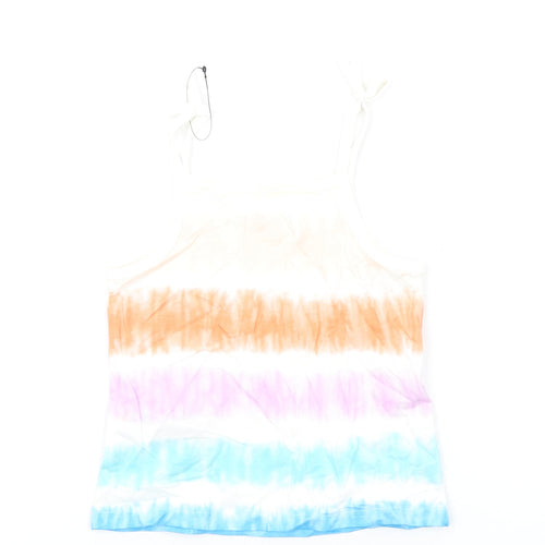Marks and Spencer Girls Multicoloured Geometric Cotton Basic Tank Size 4-5 Years Square Neck Pullover