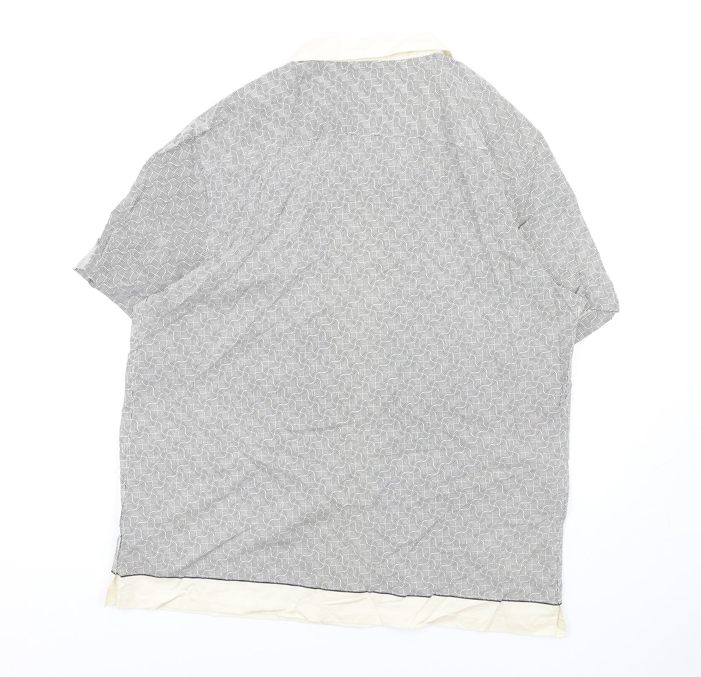 Marks and Spencer Mens Black Geometric Cotton Button-Up Size XL Collared Button