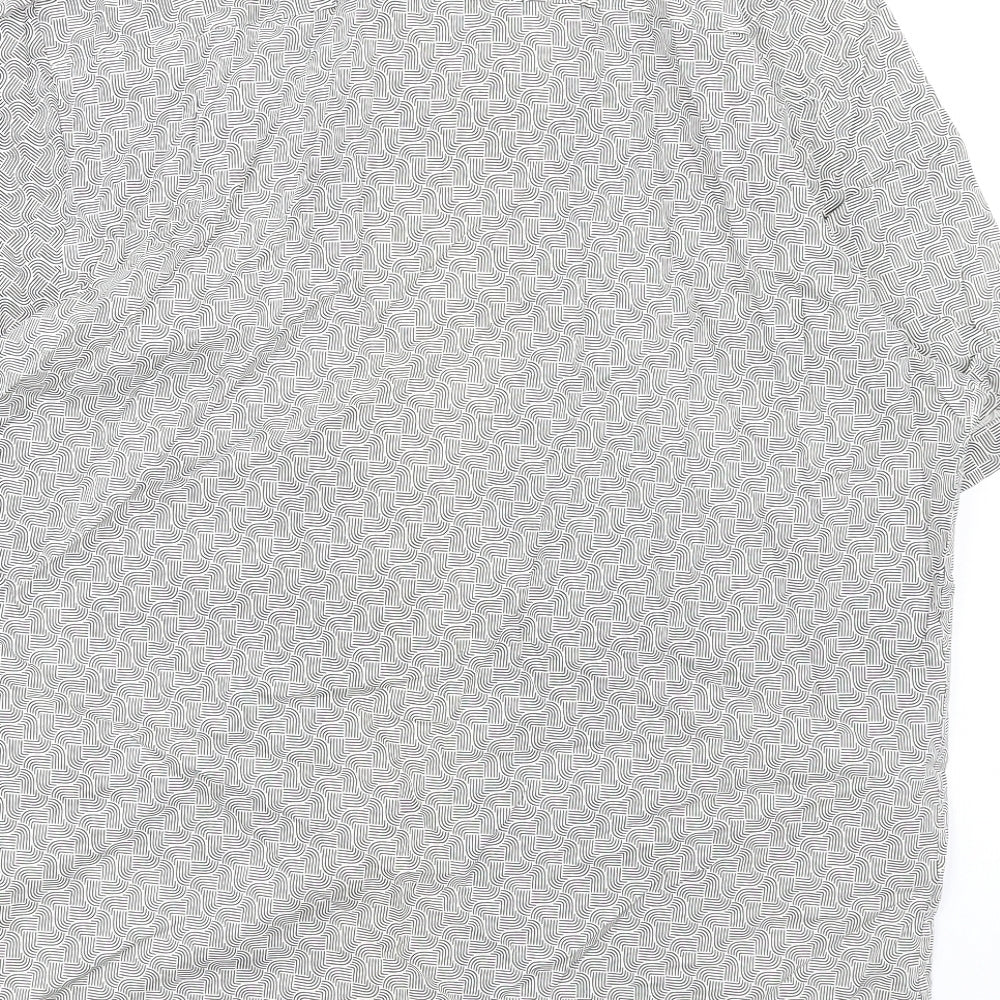 Marks and Spencer Mens Black Geometric Cotton Button-Up Size XL Collared Button