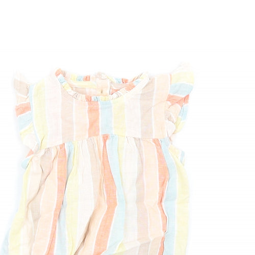 marksand Girls Multicoloured Striped Cotton Babygrow One-Piece Size 3-6 Months Button