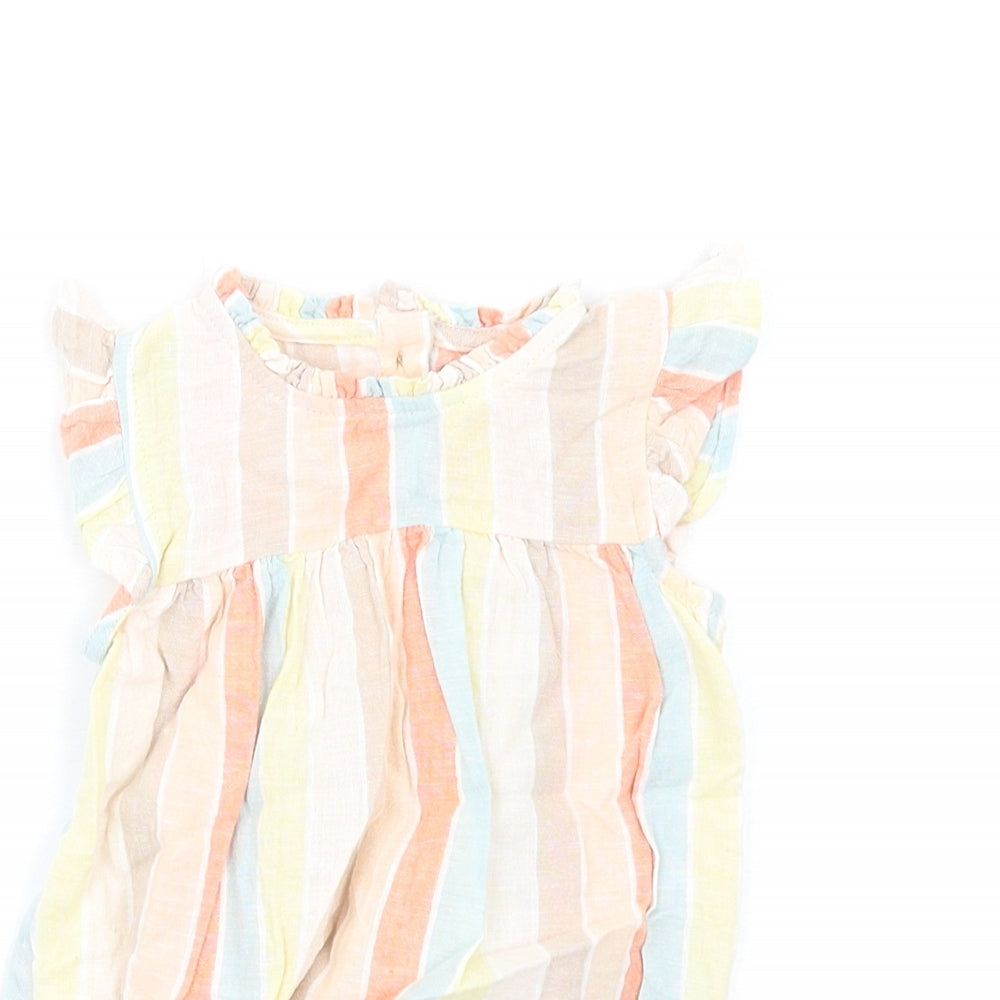 marksand Girls Multicoloured Striped Cotton Babygrow One-Piece Size 3-6 Months Button