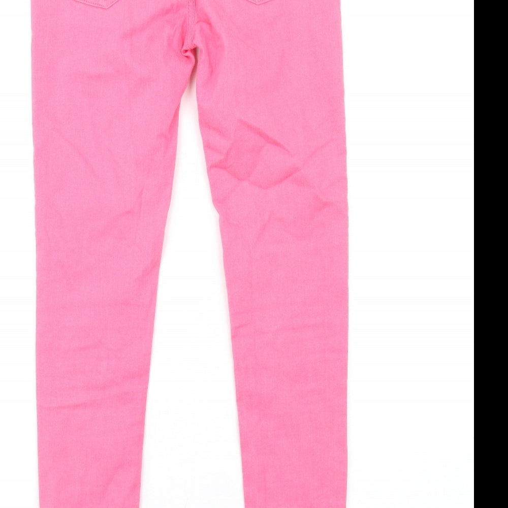 Marks and Spencer Womens Pink Cotton Jegging Jeans Size 8 L31 in Regular Zip