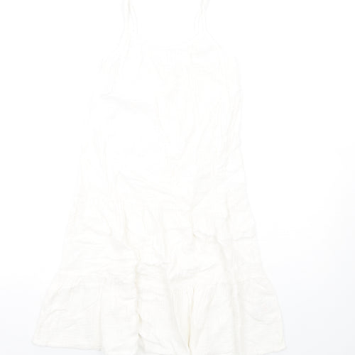 Marks and Spencer Girls White Cotton Trapeze & Swing Size 8-9 Years Round Neck Pullover