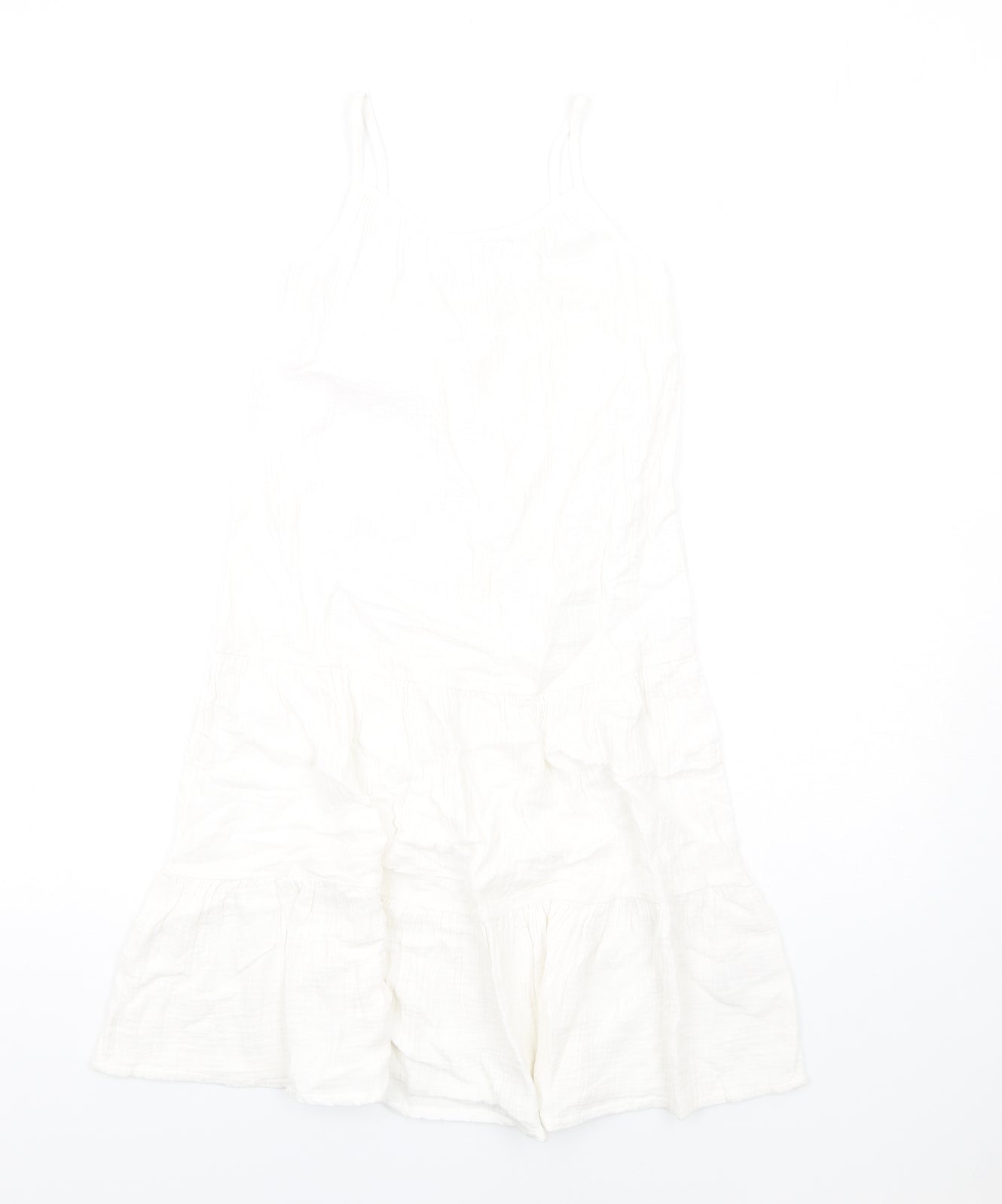 Marks and Spencer Girls White Cotton Trapeze & Swing Size 8-9 Years Round Neck Pullover