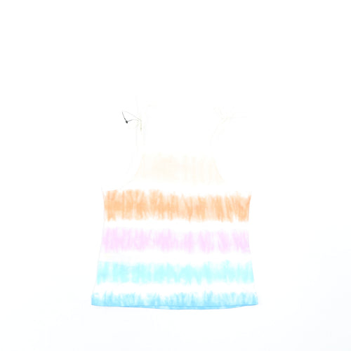 Marks and Spencer Girls Multicoloured Geometric Cotton Basic Tank Size 2-3 Years Square Neck Pullover
