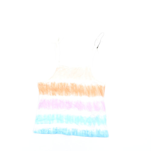 Marks and Spencer Girls Multicoloured Geometric Cotton Basic Tank Size 3-4 Years Square Neck Pullover