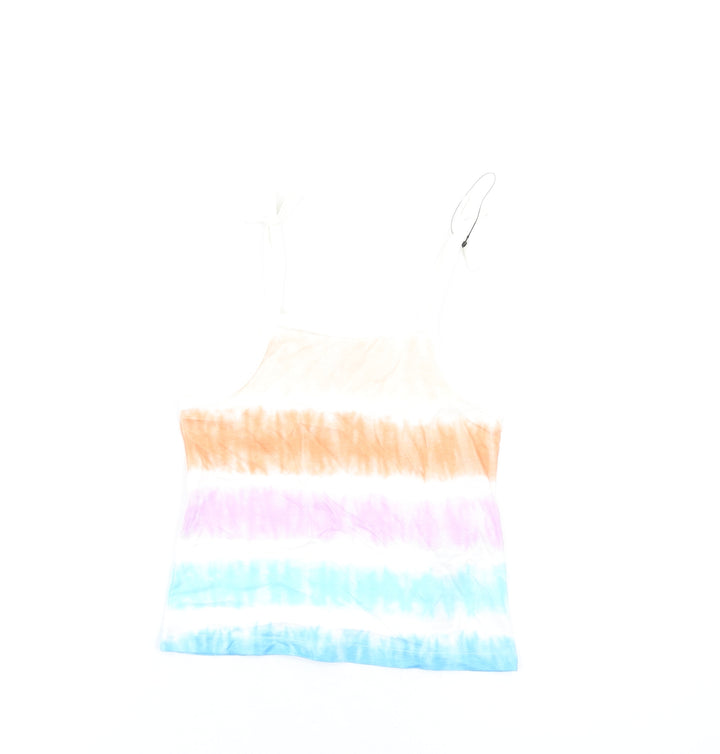 Marks and Spencer Girls Multicoloured Geometric Cotton Basic Tank Size 3-4 Years Square Neck Pullover