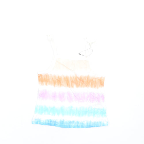 Marks and Spencer Girls Multicoloured Geometric Cotton Basic Tank Size 2-3 Years Square Neck Pullover