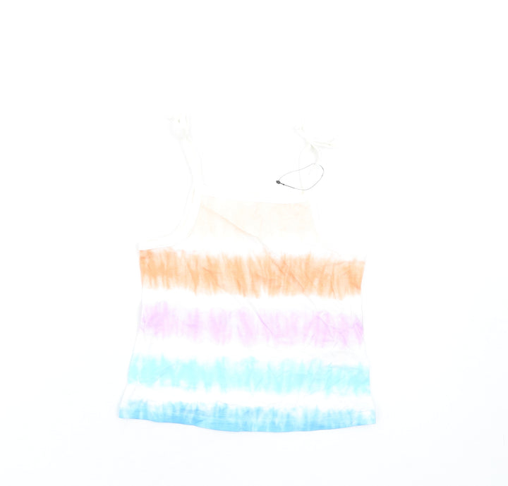 Marks and Spencer Girls Multicoloured Geometric Cotton Basic Tank Size 2-3 Years Square Neck Pullover