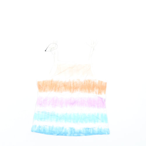 Marks and Spencer Girls Multicoloured Geometric Cotton Basic Tank Size 2-3 Years Square Neck Pullover