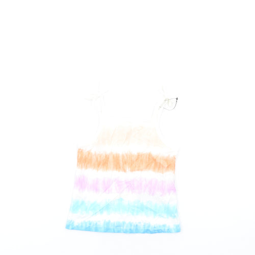 Marks and Spencer Girls Multicoloured Geometric Cotton Basic Tank Size 3-4 Years Square Neck Pullover