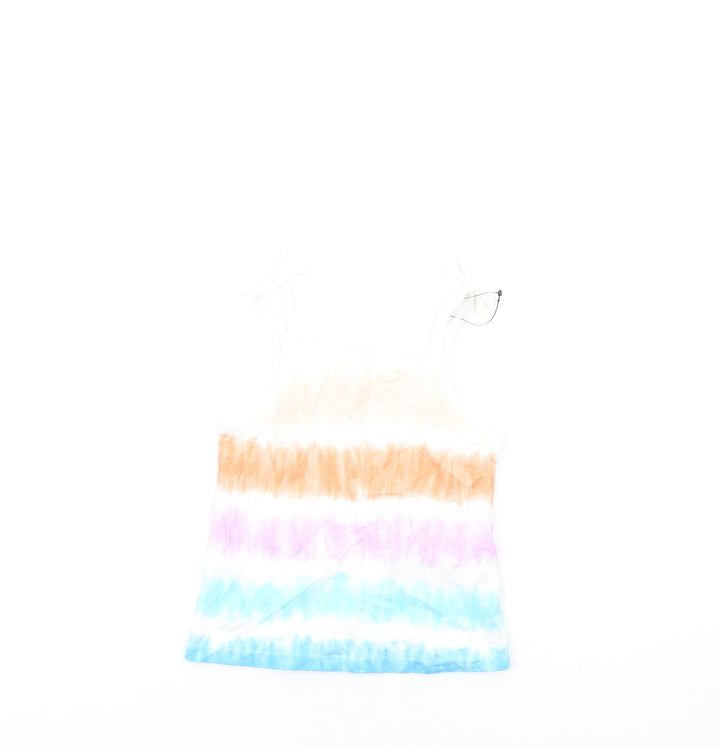 Marks and Spencer Girls Multicoloured Geometric Cotton Basic Tank Size 3-4 Years Square Neck Pullover