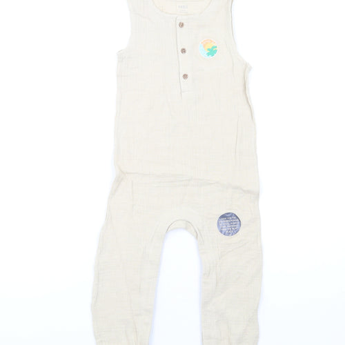 Marks and Spencer Girls Beige Cotton Romper One-Piece Size 2-3 Years L13 in Snap