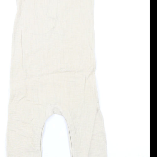 Marks and Spencer Girls Beige Cotton Romper One-Piece Size 2-3 Years L13 in Snap