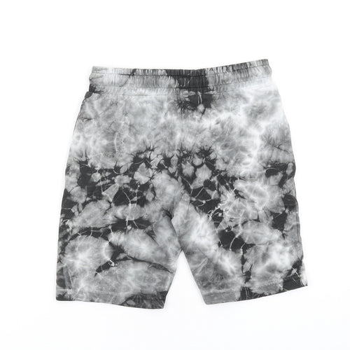 Marks and Spencer Boys Grey Geometric Cotton Sweat Shorts Size 7-8 Years L8 in Regular Drawstring - Marvel Tie Dye