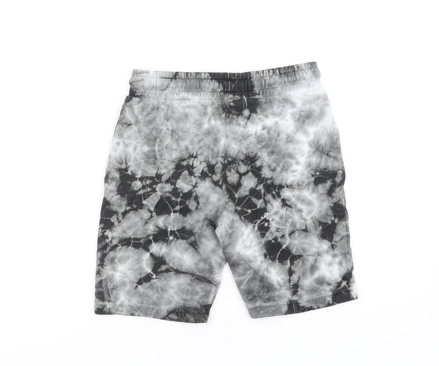 Marks and Spencer Boys Grey Geometric Cotton Sweat Shorts Size 7-8 Years L8 in Regular Drawstring - Marvel Tie Dye