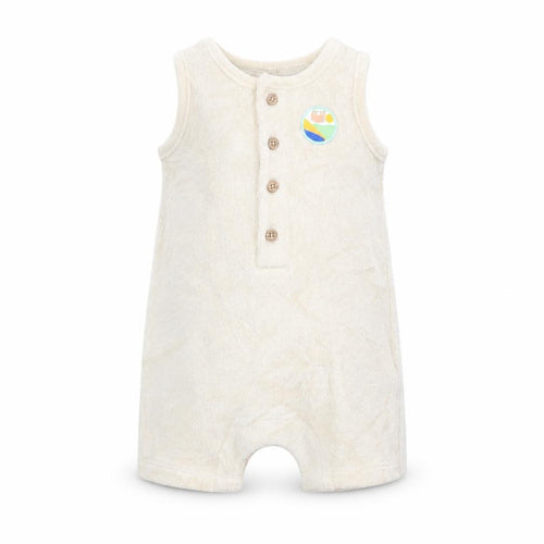 Marks and Spencer Baby Beige Cotton Romper One-Piece Size 0-3 Months Button