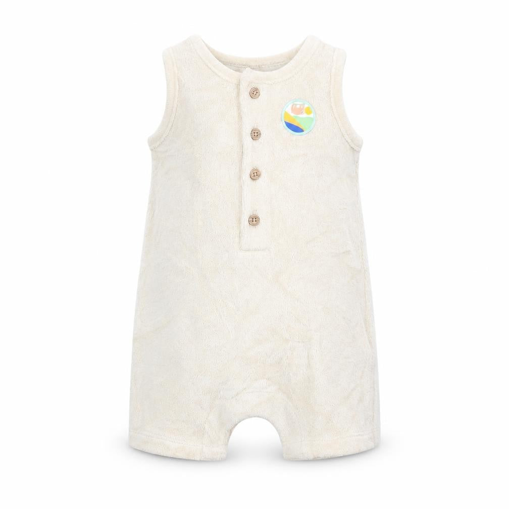 Marks and Spencer Baby Beige Cotton Romper One-Piece Size 0-3 Months Button
