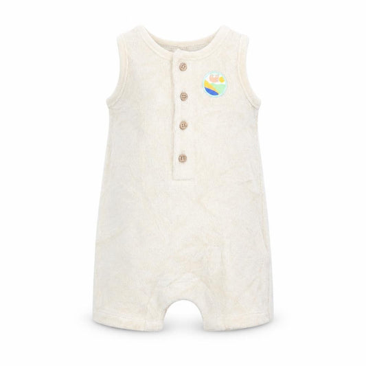 Marks and Spencer Baby Beige Cotton Romper One-Piece Size 0-3 Months Button
