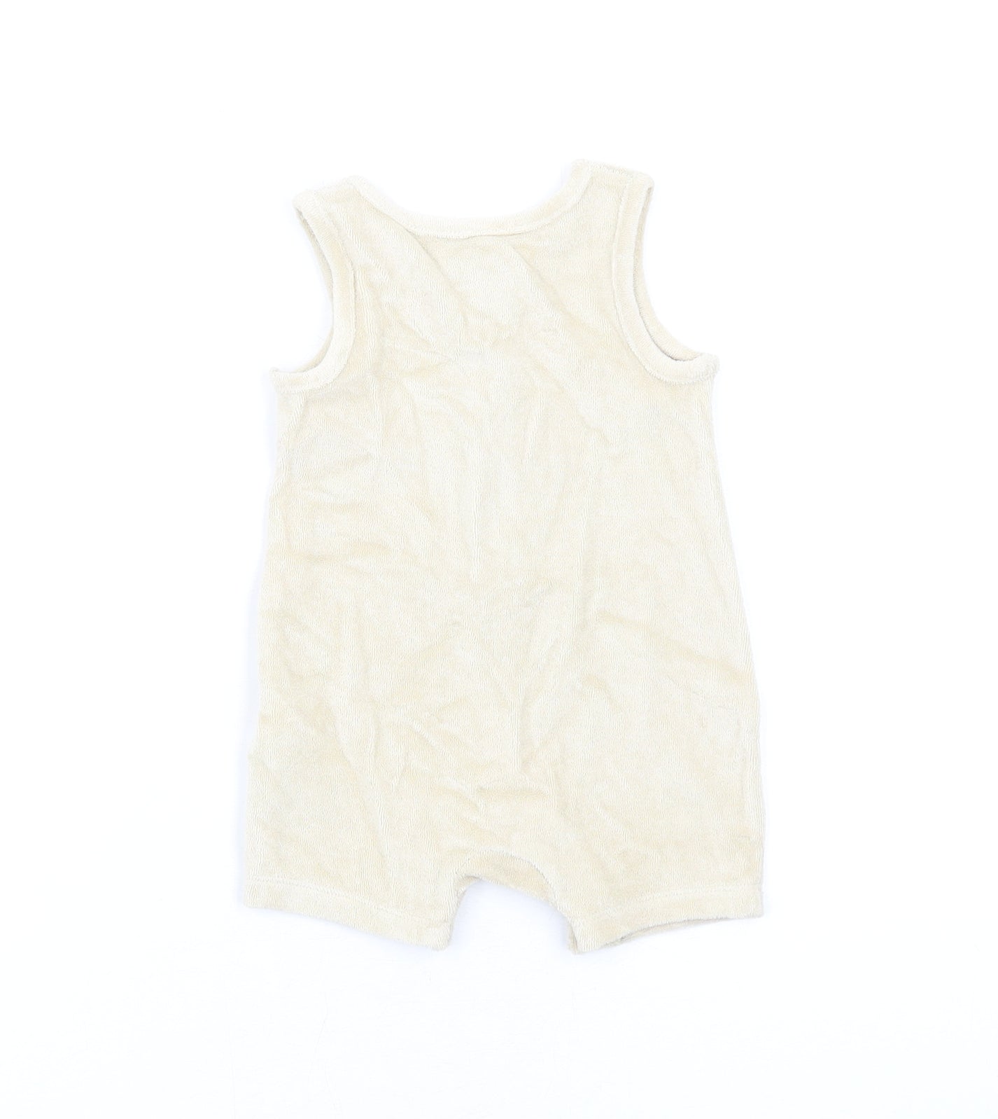 Marks and Spencer Baby Beige Cotton Romper One-Piece Size 0-3 Months Button