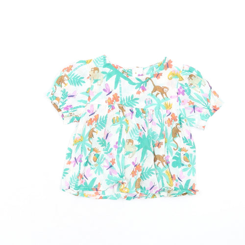 Marks and Spencer Girls Multicoloured Geometric Cotton Fit & Flare Size 0-3 Months Round Neck Button