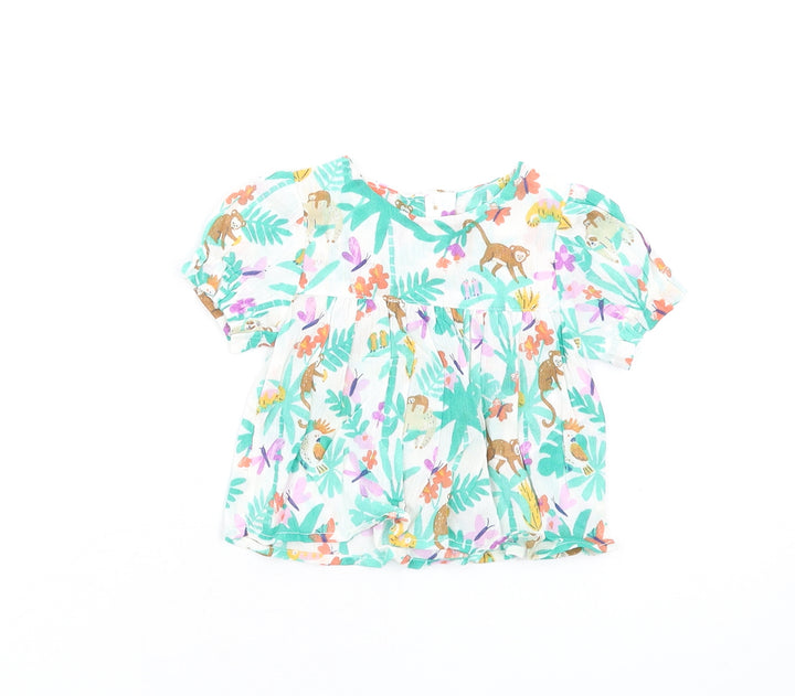 Marks and Spencer Girls Multicoloured Geometric Cotton Fit & Flare Size 0-3 Months Round Neck Button