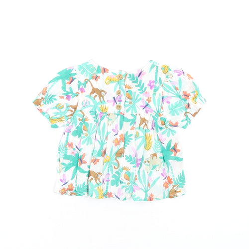 Marks and Spencer Girls Multicoloured Geometric Cotton Fit & Flare Size 0-3 Months Round Neck Button