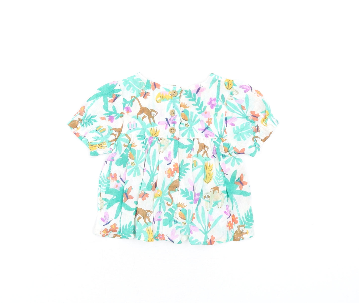 Marks and Spencer Girls Multicoloured Geometric Cotton Fit & Flare Size 0-3 Months Round Neck Button