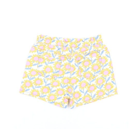 Marks and Spencer Girls Multicoloured Floral Cotton Paperbag Shorts Size 6-7 Years Regular Zip