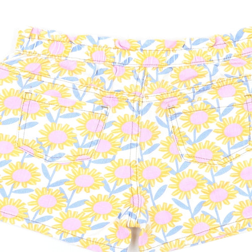 Marks and Spencer Girls Multicoloured Floral Cotton Paperbag Shorts Size 6-7 Years Regular Zip