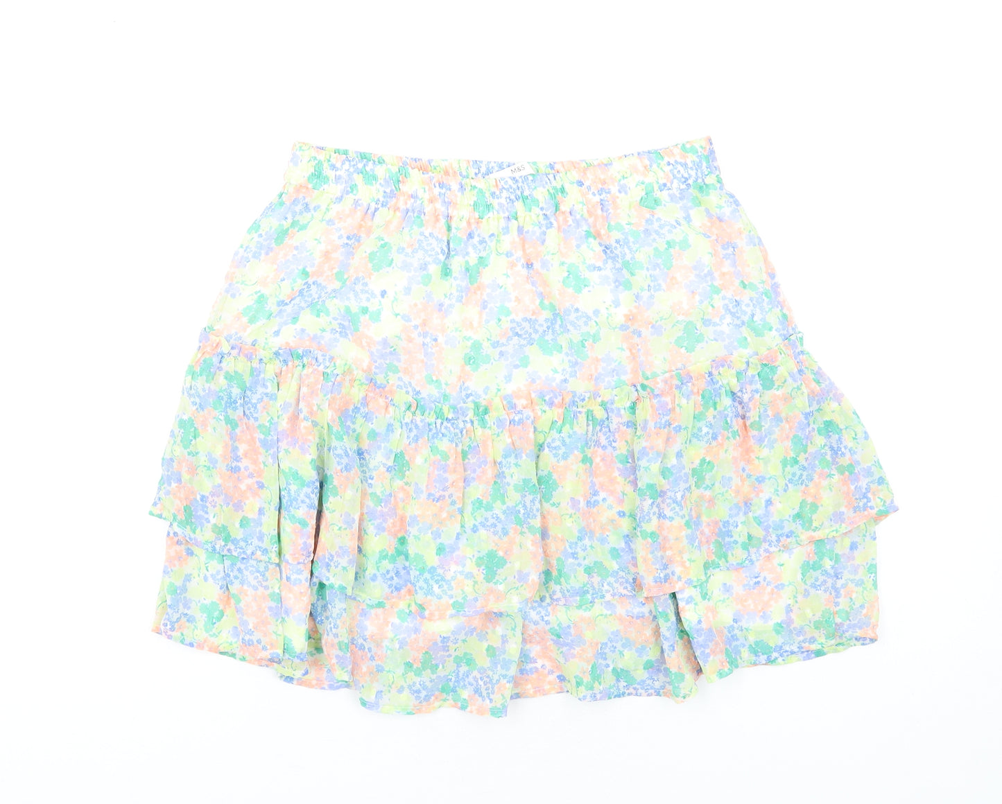 Marks and Spencer Girls Multicoloured Floral Polyester A-Line Skirt Size 14-15 Years Regular Pull On