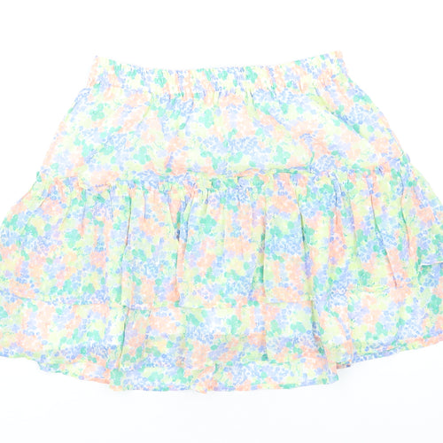 Marks and Spencer Girls Multicoloured Floral Polyester A-Line Skirt Size 14-15 Years Regular Pull On