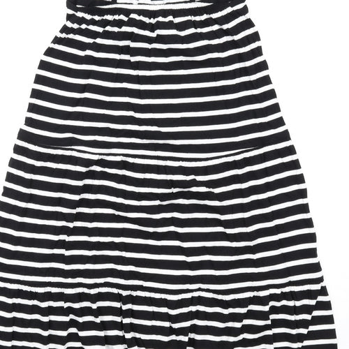 Marks and Spencer Girls Black Striped Cotton Trapeze & Swing Size 9-10 Years Round Neck Pullover