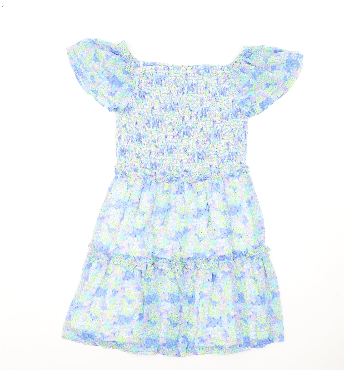 Marks and Spencer Girls Multicoloured Floral Polyester A-Line Size 13-14 Years Square Neck Pullover