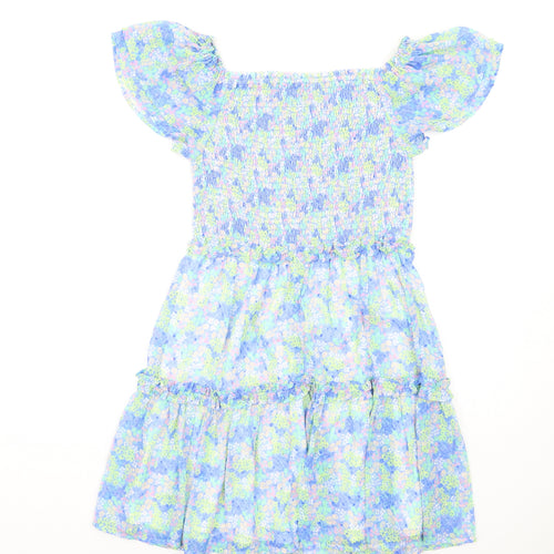Marks and Spencer Girls Multicoloured Floral Polyester A-Line Size 13-14 Years Square Neck Pullover