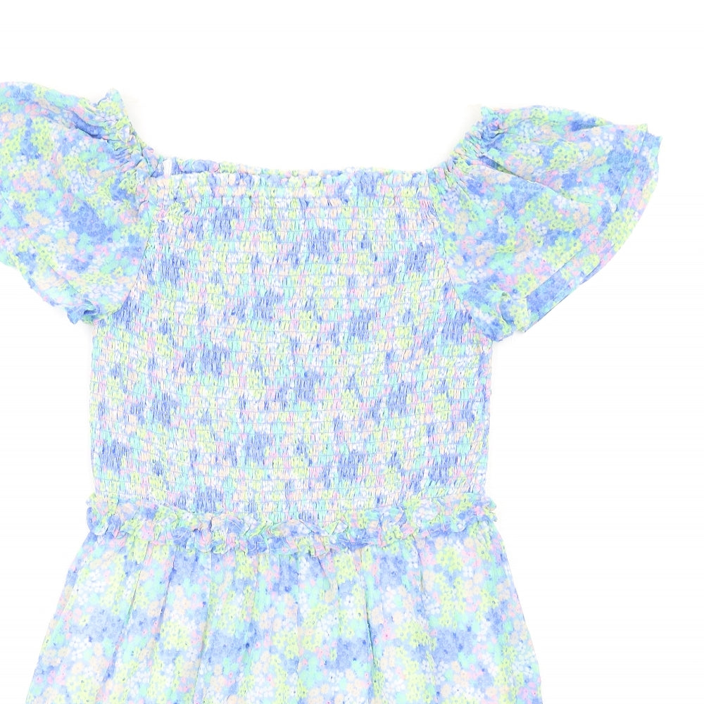 Marks and Spencer Girls Multicoloured Floral Polyester A-Line Size 13-14 Years Square Neck Pullover