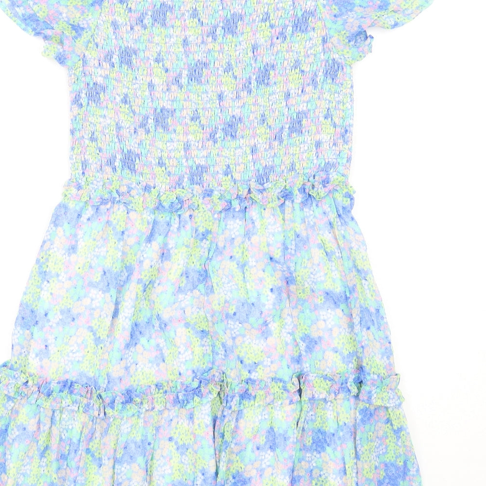 Marks and Spencer Girls Multicoloured Floral Polyester A-Line Size 13-14 Years Square Neck Pullover