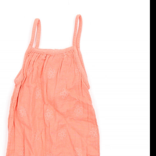 Marks and Spencer Girls Orange Cotton Romper One-Piece Size 3-6 Months Button