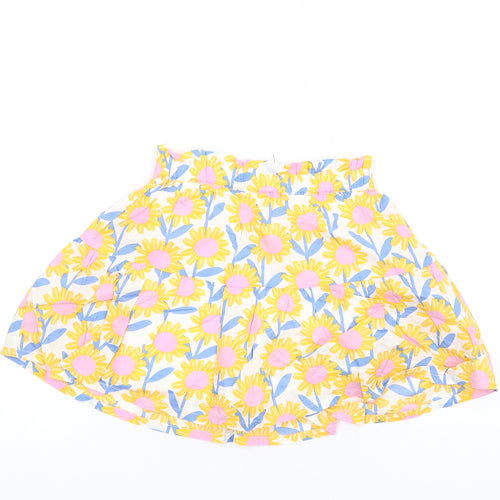 Marks and Spencer Girls Multicoloured Floral Cotton A-Line Skirt Size 5-6 Years Regular Pull On