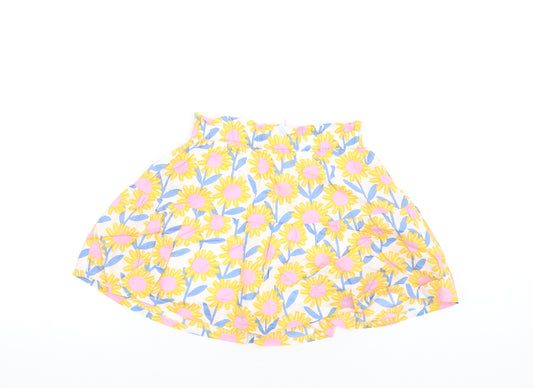Marks and Spencer Girls Multicoloured Floral Cotton A-Line Skirt Size 5-6 Years Regular Pull On