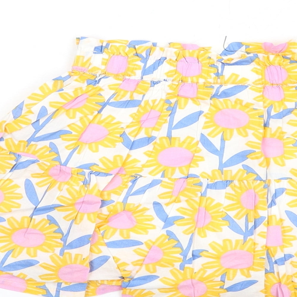 Marks and Spencer Girls Multicoloured Floral Cotton A-Line Skirt Size 5-6 Years Regular Pull On