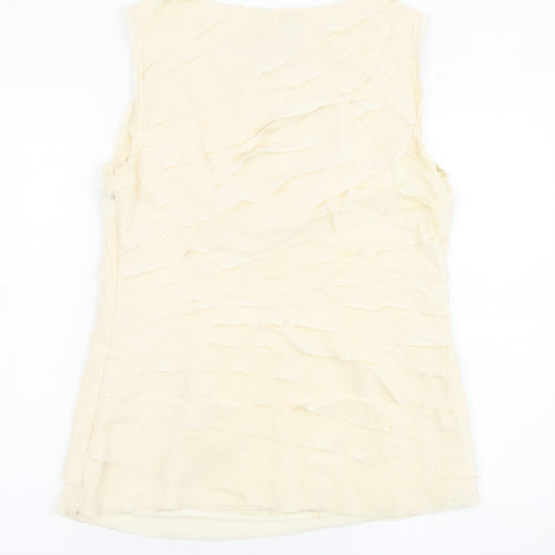 Tory Burch Womens Beige Silk Basic Tank Size 8 Boat Neck - Frills